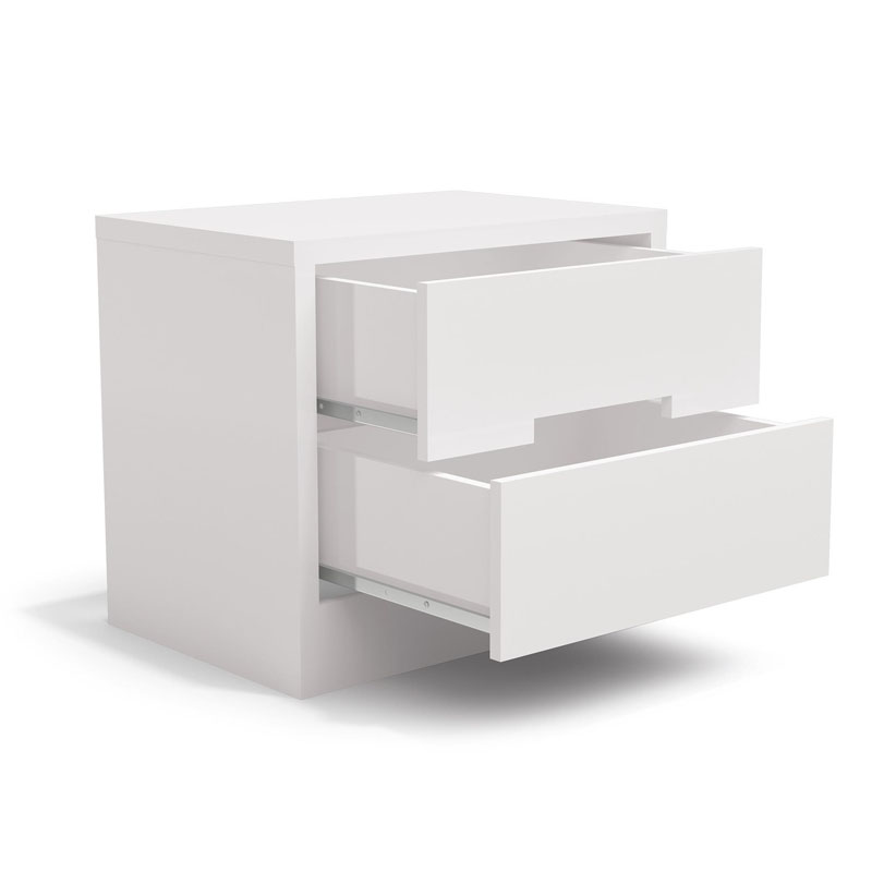 NIGHT TABLE S822-BR WHITE w/2 Drawers – MN International