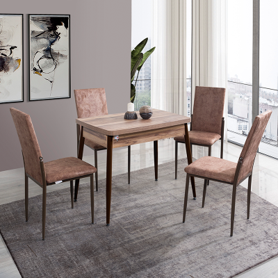DINING SET T669 BROWN TABLE / C669 BROWN CHAIR (1+4)