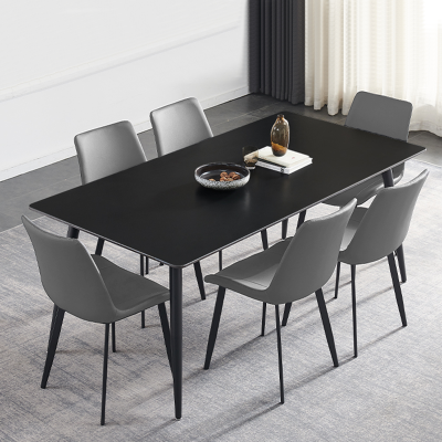DINING SET TDT500081-6 LAURENT BL GOLD TABLE W/TDC600199B-6 D.GREY CHAIR (1+6)