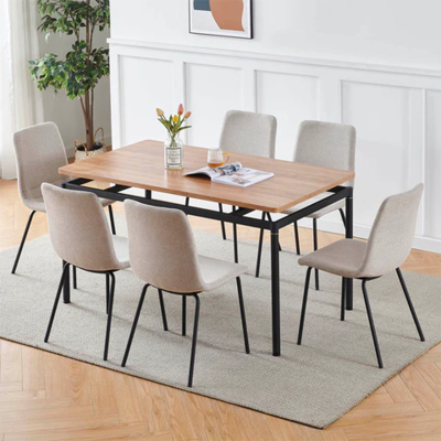 DINING SET MLM-181368 WITH 6 CHAIRS BEIGE/BROWN/BLACK